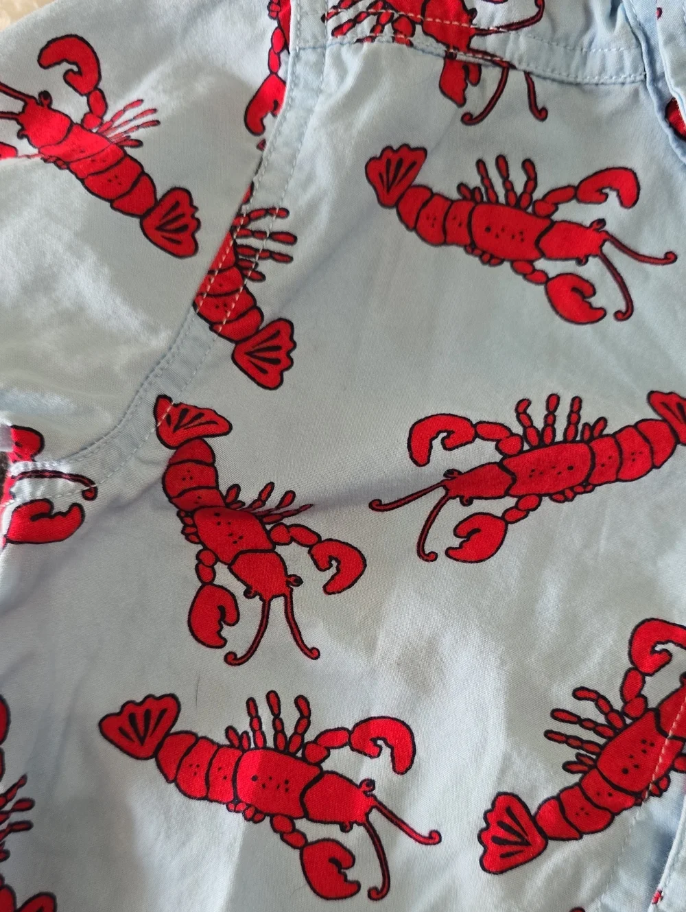 Gymboree Light Blue Shirt with Red Lobster Print Boys 3t
